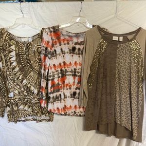 Chicos, Lot of 3, tan shirts, size 2